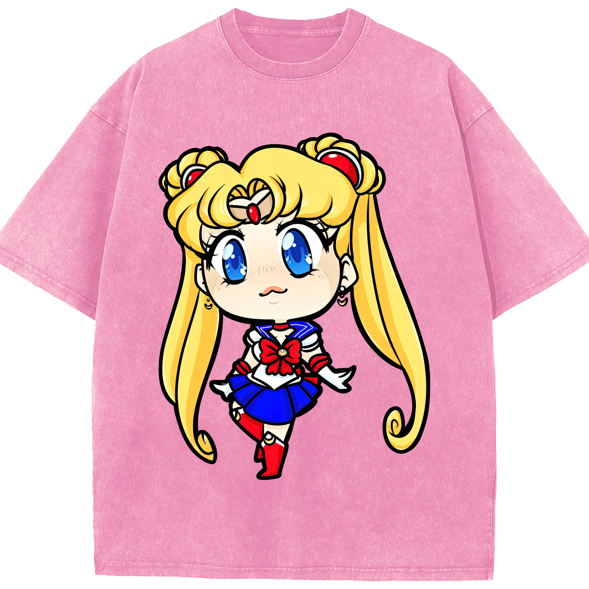 （画像用） 美少女戦士セーラームーン 月野 うさぎ つきの うさぎ Sailor Moon Tsukino Usagi 綿100% ヴィンテージ風 半袖Tシャツ（フロントプリント）